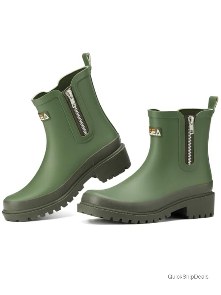 Waterproof Short Rubber Chelsea Rain Boots With Side Zipper